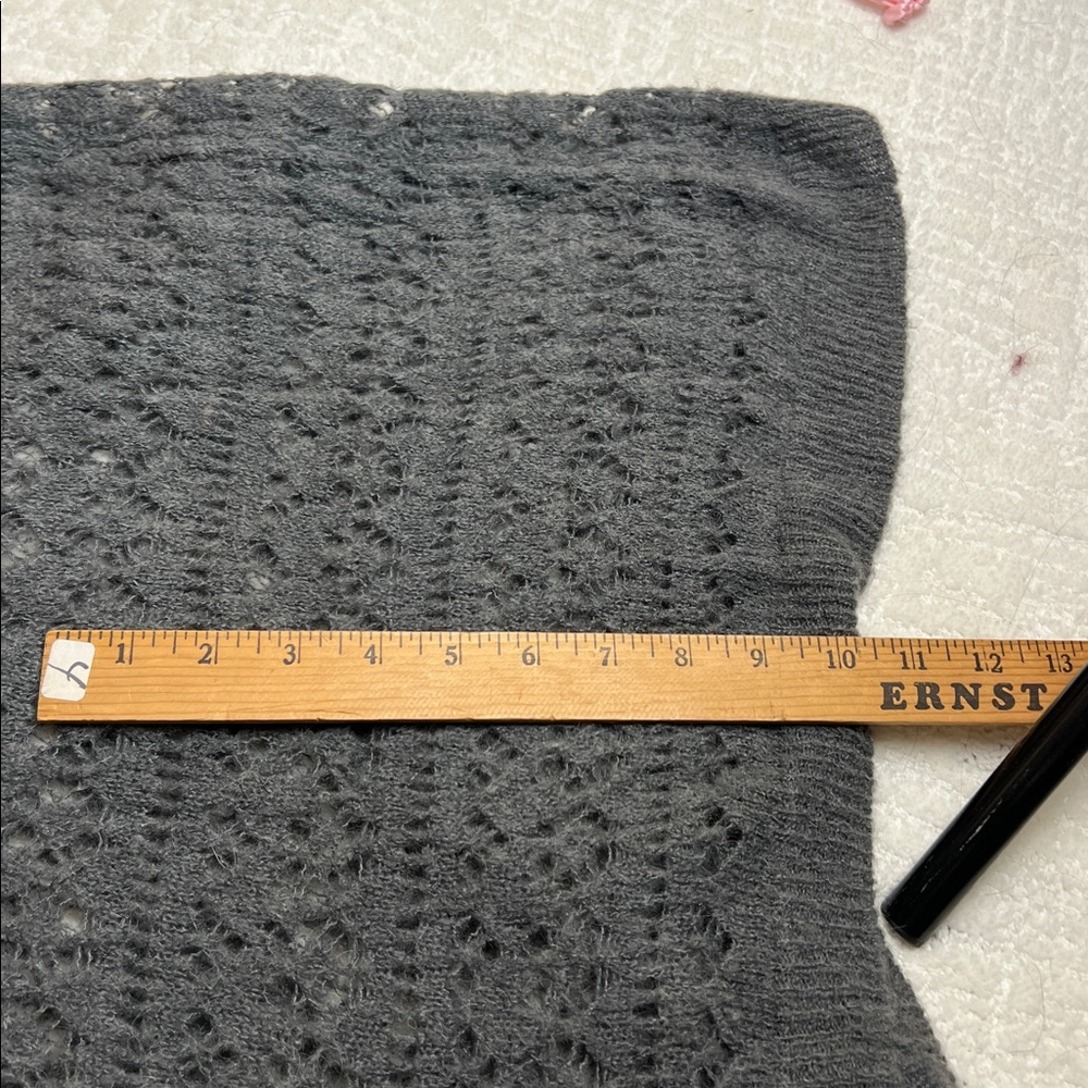 Altamira Milano gray long sleeves crochet knitted maxi sweater dress cover-up S - Picture 12 of 12